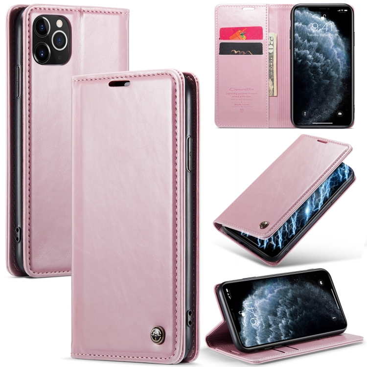 

For iPhone 11 Pro CaseMe 003 Crazy Horse Texture Leather Phone Case(Rose Gold)