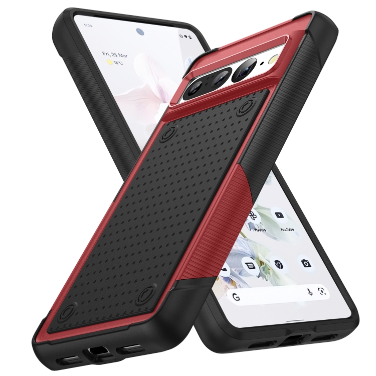 

For Google Pixel 7 Pro 5G PC + TPU Shockproof Protective Phone Case(Red+Black)