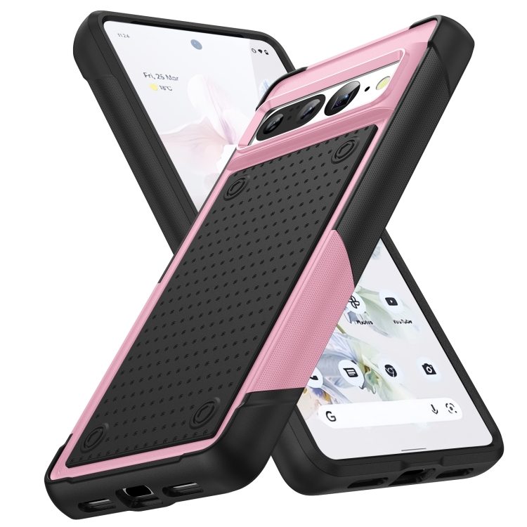 

For Google Pixel 7 Pro 5G PC + TPU Shockproof Protective Phone Case(Pink+Black)