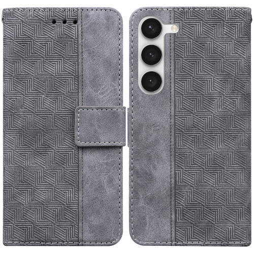 

For Samsung Galaxy S23+ 5G Geometric Embossed Flip Leather Phone Case(Grey)