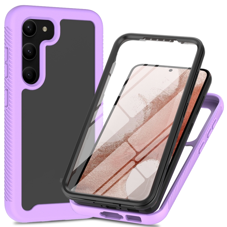 

For Samsung Galaxy S23+ 5G Two-layer Integrated Transparent TPU + PC + PET Protective Phone Case(Purple)
