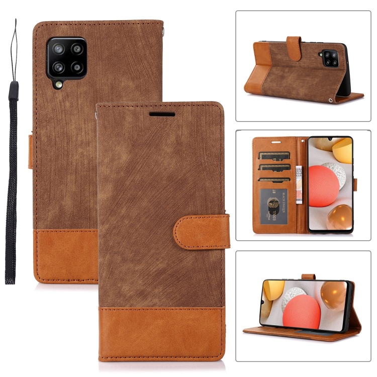 

For Samsung Galaxy A42 5G Splicing Leather Phone Case(Brown)