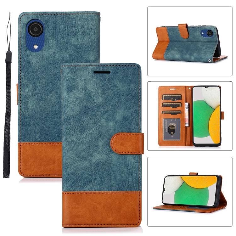 

For Samsung Galaxy A03 Core Splicing Leather Phone Case(Green)