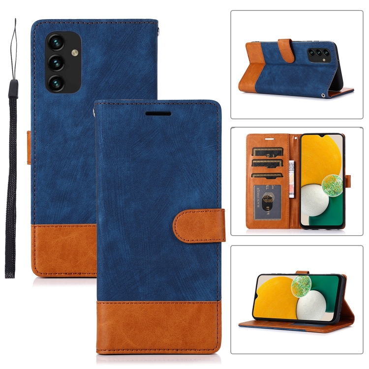

For Samsung Galaxy A13 4G Splicing Leather Phone Case(Dark Blue)