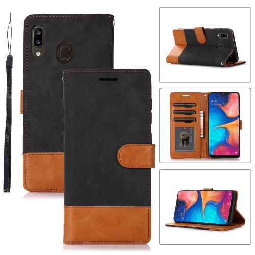 

For Samsung Galaxy A20 / A30 Splicing Leather Phone Case(Black)