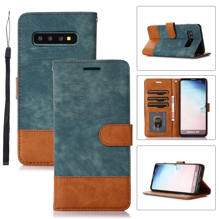 

For Samsung Galaxy S10 Splicing Leather Phone Case(Green)