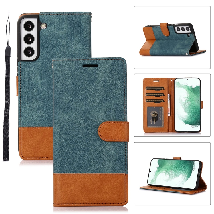 

For Samsung Galaxy S22+ 5G Splicing Leather Phone Case(Green)
