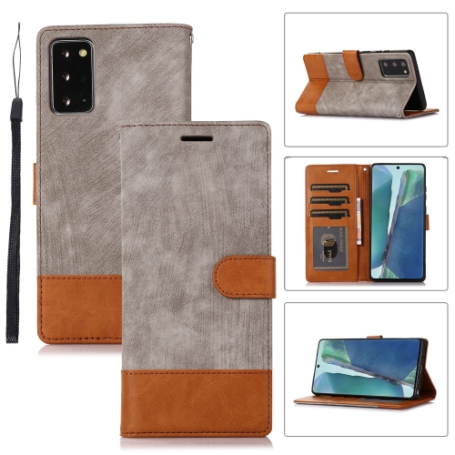 

For Samsung Galaxy Note20 Splicing Leather Phone Case(Grey)