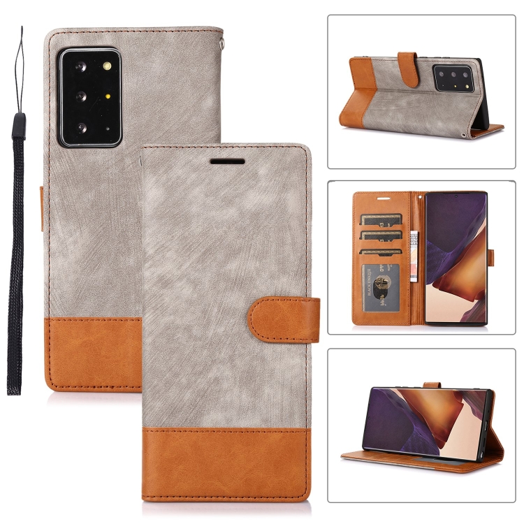 

For Samsung Galaxy Note20 Ultra Splicing Leather Phone Case(Grey)