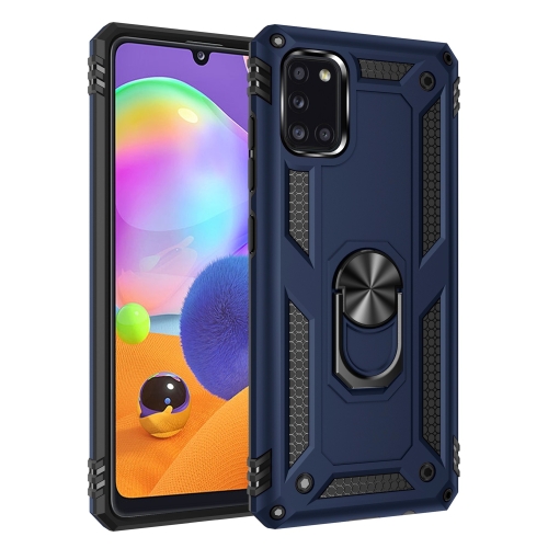 

For Galaxy A31 Shockproof TPU + PC Protective Case with 360 Degree Rotating Holder(Blue)