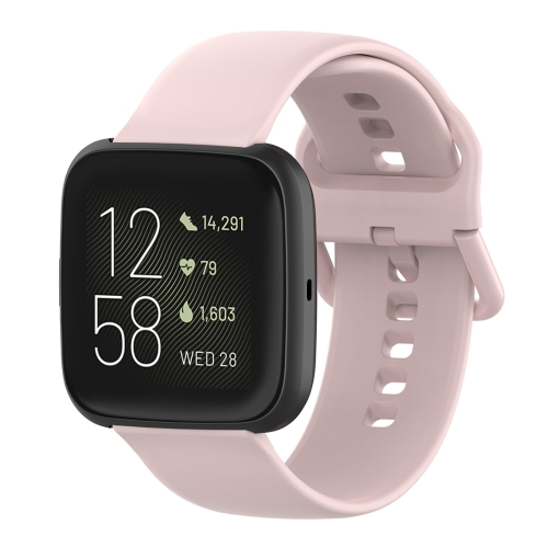 

23mm Color Buckle Silicone Wrist Strap Watch Band for Fitbit Versa 2 / Versa / Versa Lite / Blaze, Size: S(Pink)