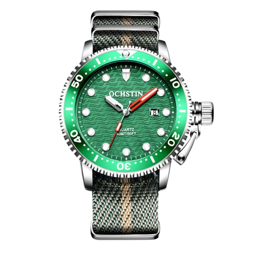 

OCHSTIN 7003B Multifunctional Quartz Waterproof Luminous Men Watch(Silver Green)