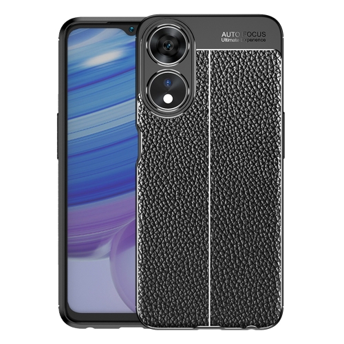 

For OPPO A58 Litchi Texture Shockproof TPU Phone Case(Black)