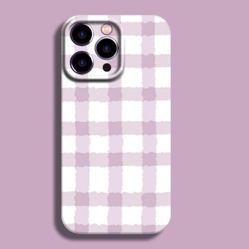 

For iPhone 14 Pro Max Film Printing Ultra-thin All Inclusive PC Phone Case(Pink Plaid)