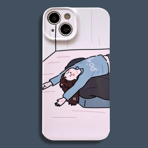 

For iPhone 11 Film Printing Ultra-thin All Inclusive PC Phone Case(Lazy Girl 2)