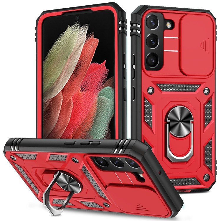 

For Samsung Galaxy S22 5G Sliding Camera Cover TPU + PC Phone Case(Red+Black)