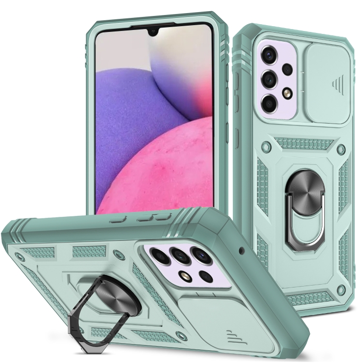 

For Samsung Galaxy A33 5G Sliding Camera Cover TPU + PC Phone Case(Green+Green)