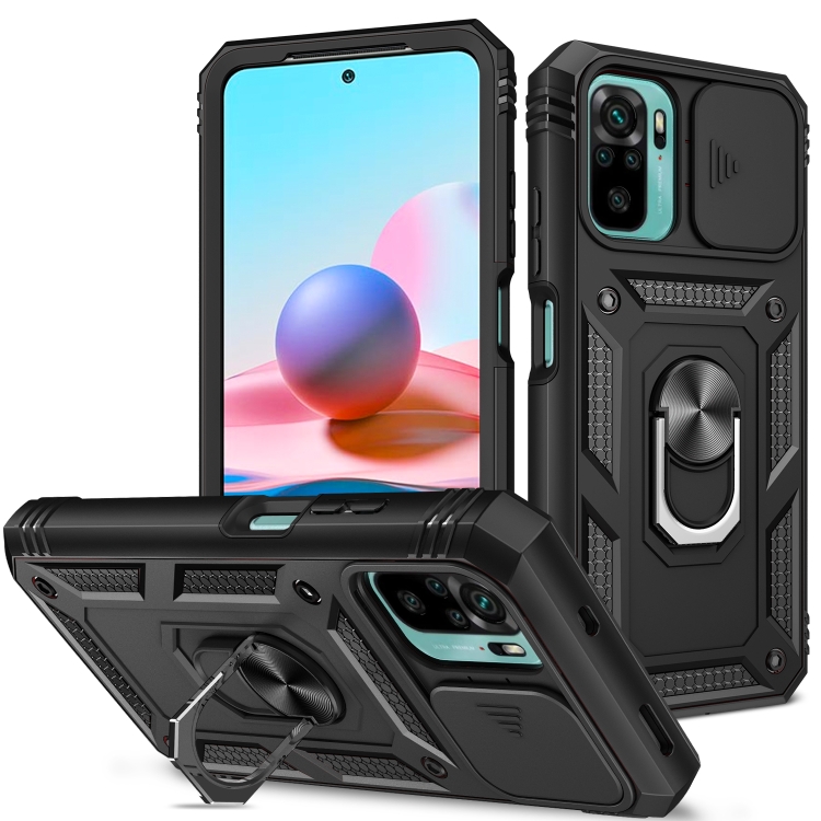 

For Xiaomi Redmi Note 10 Sliding Camera Cover TPU + PC Phone Case(Black+Black)