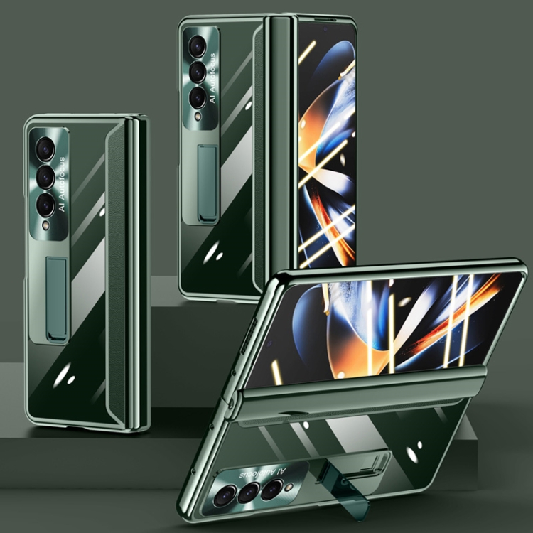 

For Samsung Galaxy Z Fold4 Full Body Electroplating Hinge Phone Case(Green)