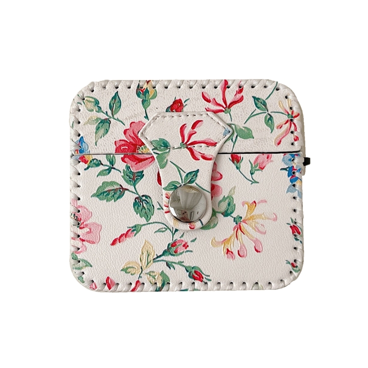 

For AirPods Pro 2 White Floral PU Leather Wireless Earphone Case