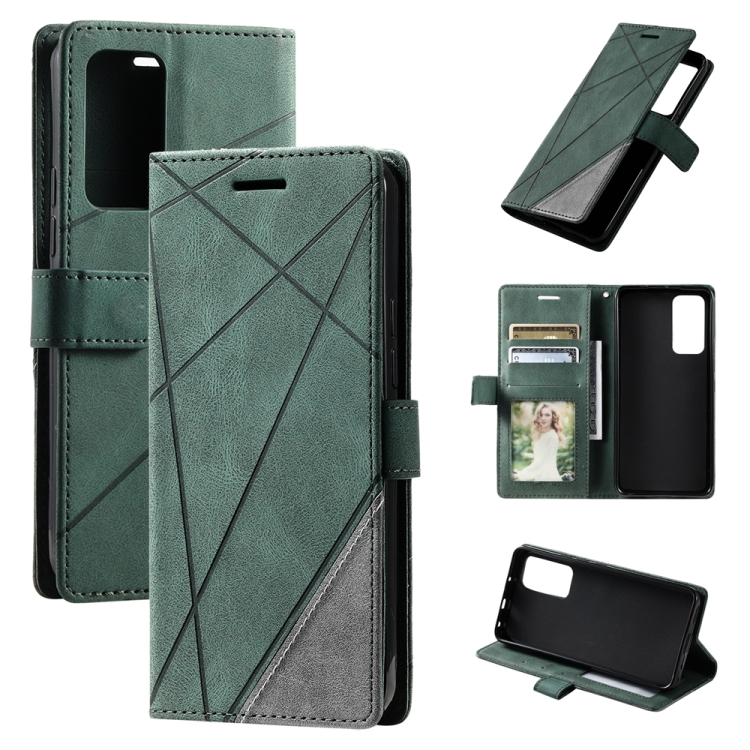 

For Xiaomi 12 Lite Skin Feel Splicing Leather Phone Case(Green)