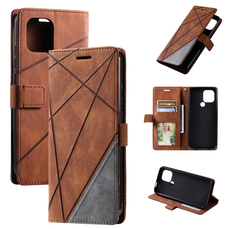 

For Xiaomi Redmi A1+ Skin Feel Splicing Leather Phone Case(Brown)