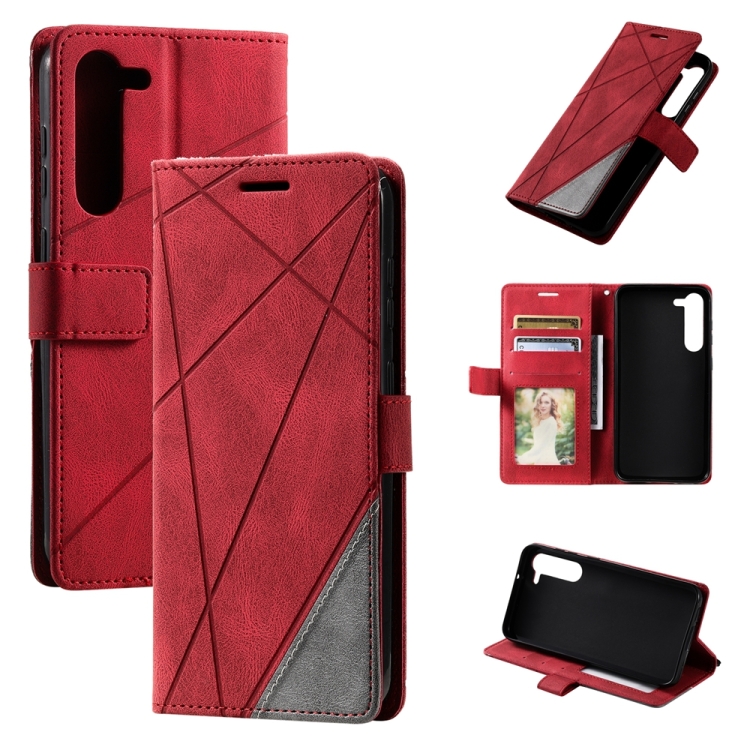 

For Samsung Galaxy S23 5G Skin Feel Splicing Leather Phone Case(Red)