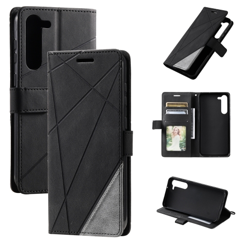 

For Samsung Galaxy S23+ 5G Skin Feel Splicing Leather Phone Case(Black)