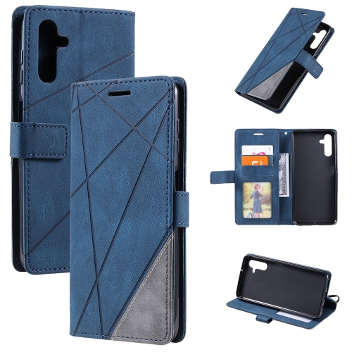 

For Samsung Galaxy A14 5G Skin Feel Splicing Leather Phone Case(Blue)