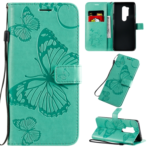 

For OnePlus 8 Pro 3D Butterflies Embossing Pattern Horizontal Flip Leather Case with Holder & Card Slot & Wallet & Lanyard(Green)