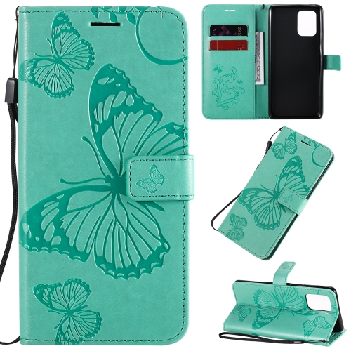 

For Galaxy A91 / M80s / S10 Lite 3D Butterflies Embossing Pattern Horizontal Flip Leather Case with Holder & Card Slot & Wallet & Lanyard(Green)