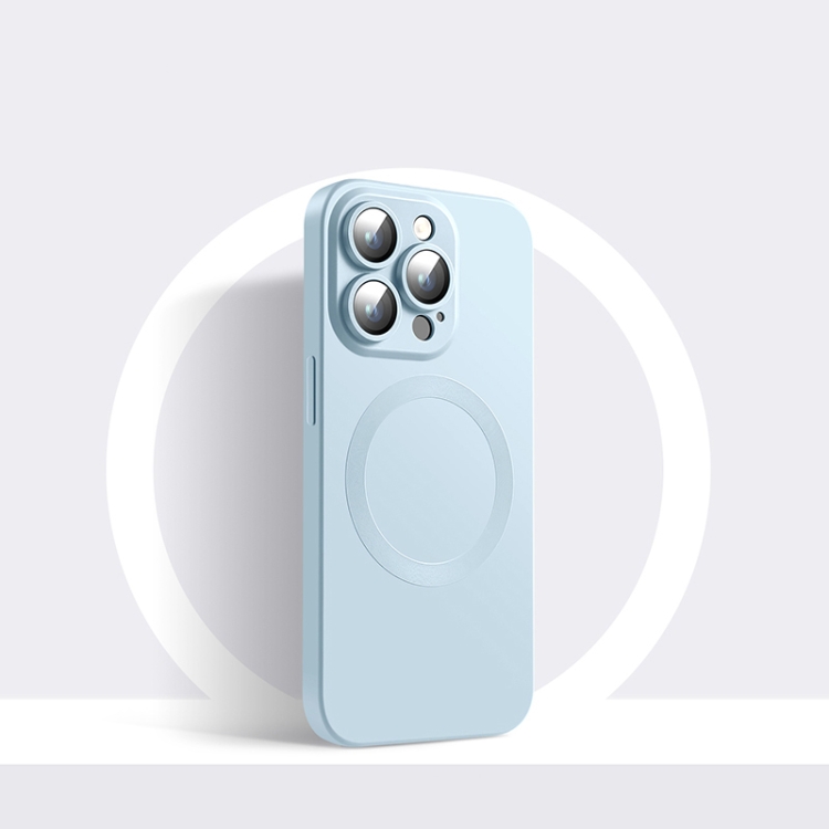 

For iPhone 13 CD Texture MagSafe Liquid Silicone Phone Case(Light Grey Blue)