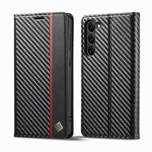 

For Samsung Galaxy S23 5G LC.IMEEKE Carbon Fiber PU + TPU Horizontal Flip Leather Phone Case(Vertical Black)