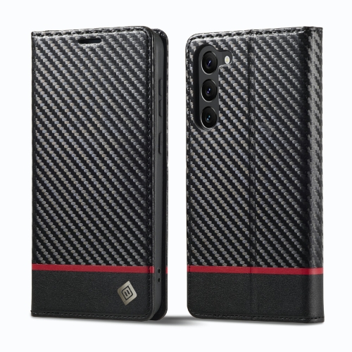 

For Samsung Galaxy S23 5G LC.IMEEKE Carbon Fiber PU + TPU Horizontal Flip Leather Phone Case(Horizontal Black)