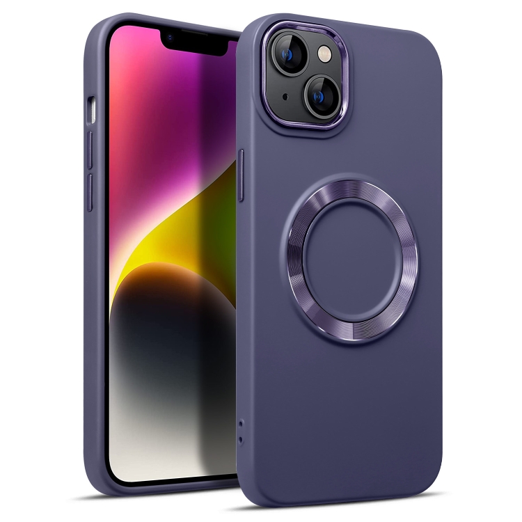 

For iPhone 14 MagSafe Imitation Liquid Silicone Phone Case(Dark Purple)