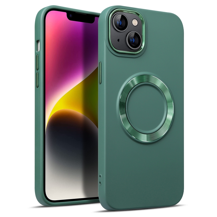 

For iPhone 13 MagSafe Imitation Liquid Silicone Phone Case(Dark Green)