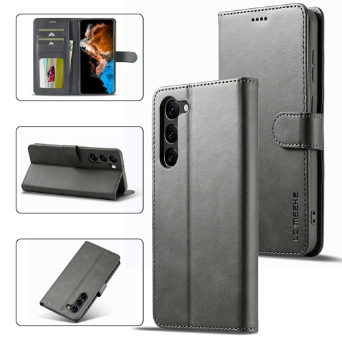 

For Samsung Galaxy S23 5G LC.IMEEKE Calf Texture Horizontal Flip Leather Phone Case(Grey)