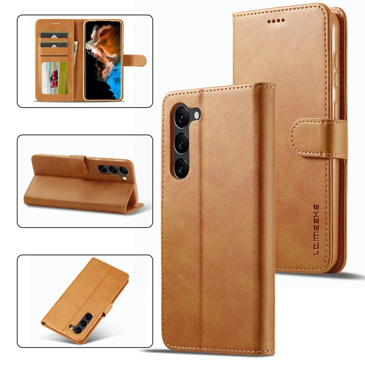 

For Samsung Galaxy S23+ 5G LC.IMEEKE Calf Texture Horizontal Flip Leather Phone Case(Brown)