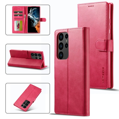 

For Samsung Galaxy S23 Ultra 5G LC.IMEEKE Calf Texture Horizontal Flip Leather Phone Case(Red)