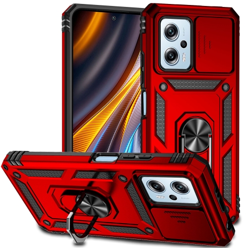 

For Xiaomi Redmi Note 11T Pro Sliding Camshield Holder Phone Case(Red)