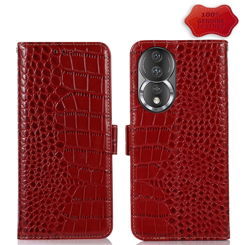 

For Honor 80 Crocodile Top Layer Cowhide Leather Phone Case(Red)