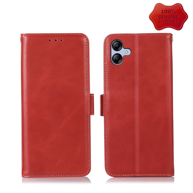 

For Samsung Galaxy A04e Crazy Horse Top Layer Cowhide Leather Phone Case(Red)