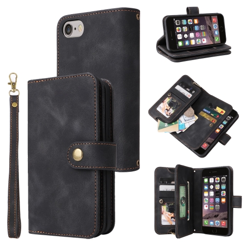 

For iPhone 6s / 6 Multifunctional Card Slot Zipper Wallet Leather Phone Case(Black)