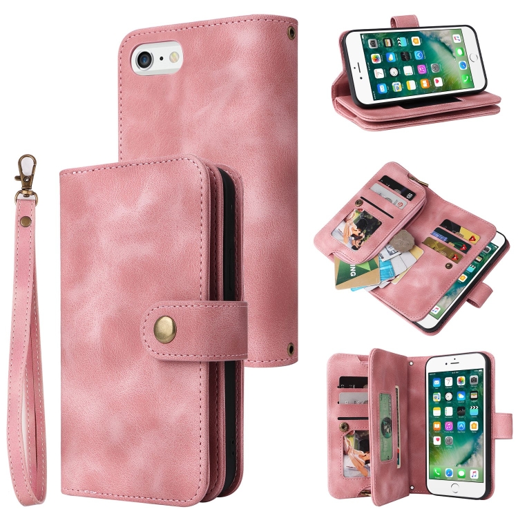 

For iPhone 6s Plus / 6 Plus Multifunctional Card Slot Zipper Wallet Leather Phone Case(Rose Gold)