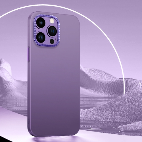 

For iPhone 13 Pro Rhombus Metal Lens Skin Frosted Phone Case(Dark Purple)