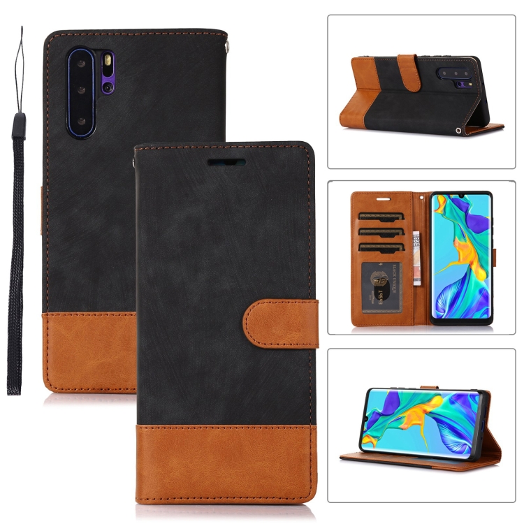 

For Huawei P30 Pro Splicing Leather Phone Case(Black)