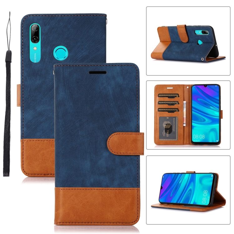 

For Huawei P Smart 2019 / Honor 10 Lite Splicing Leather Phone Case(Dark Blue)
