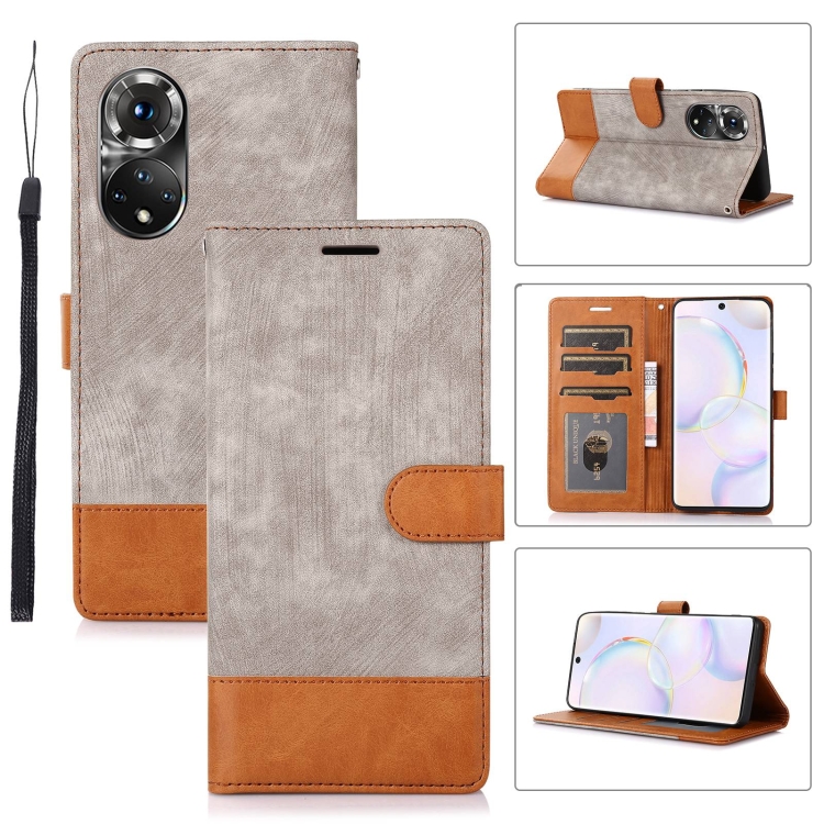

For Honor 50 5G Splicing Leather Phone Case(Grey)