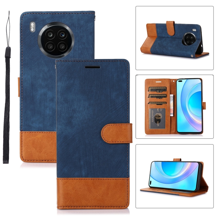 

For Honor 50 Lite Splicing Leather Phone Case(Dark Blue)