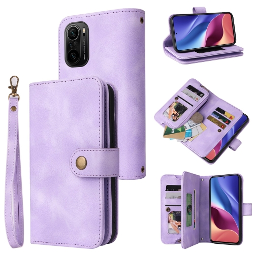 

For Xiaomi Redmi K40 / Poco F3 Multifunctional Card Slot Zipper Wallet Leather Phone Case(Purple)